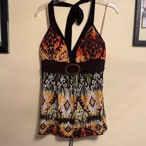 Heart Soul Brown and Orange Halter Shirt